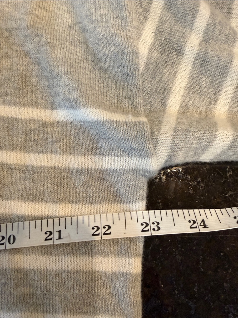 Garnet Hill Gray/White Striped Long Cardigan in Merino Wool/Cotton Knit Size XS - Picture 10 of 13